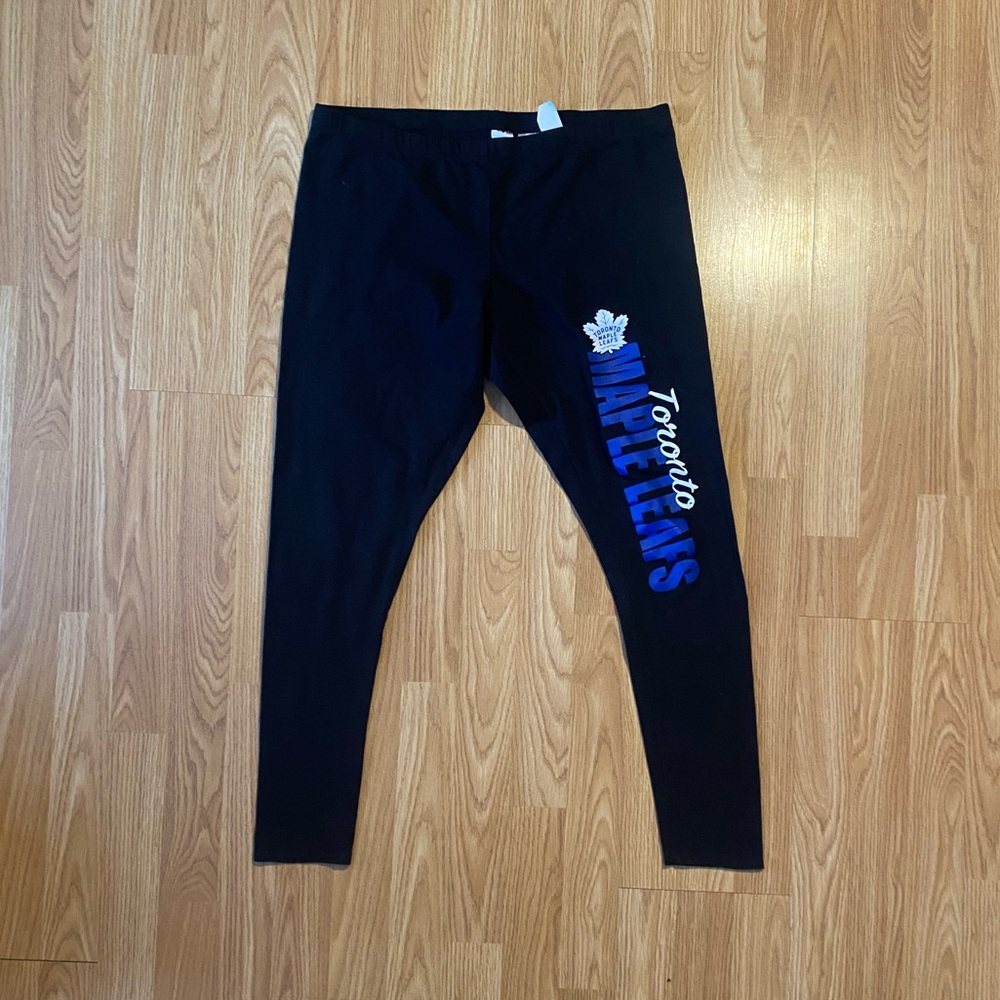 MAPLE LEAFS Black Leggings - Size L